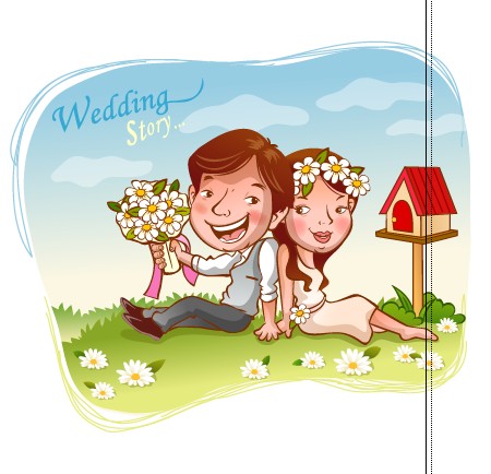 Elements of Romantic cartoon Lovers vector set 10