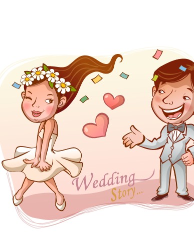 Elements of Romantic cartoon Lovers vector set 11