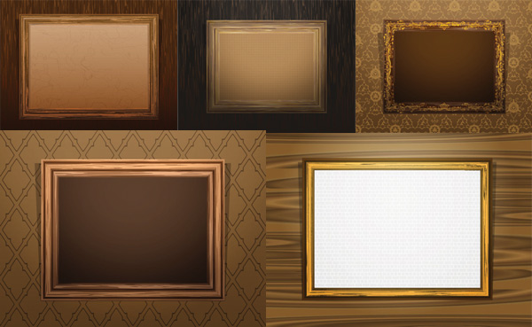 Antique wood frame vector