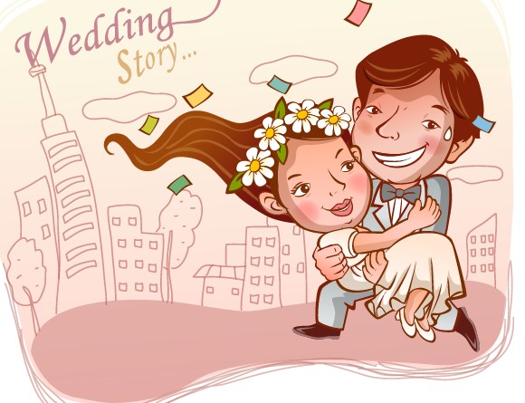 Elements of Romantic cartoon Lovers vector set 19