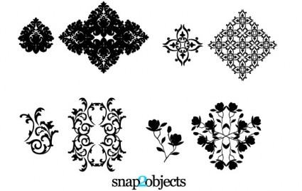 Four Vector Floral Ornaments