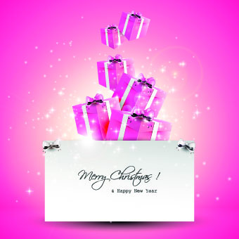 2014 christmas cute gift cards vector
