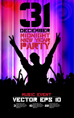 poster party night new year music midnight 2015 