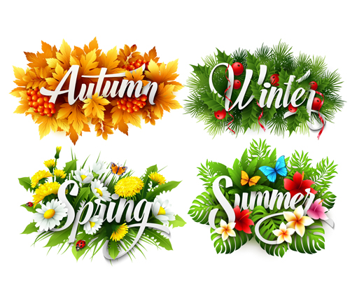 labels flower beautiful 4 seasons 