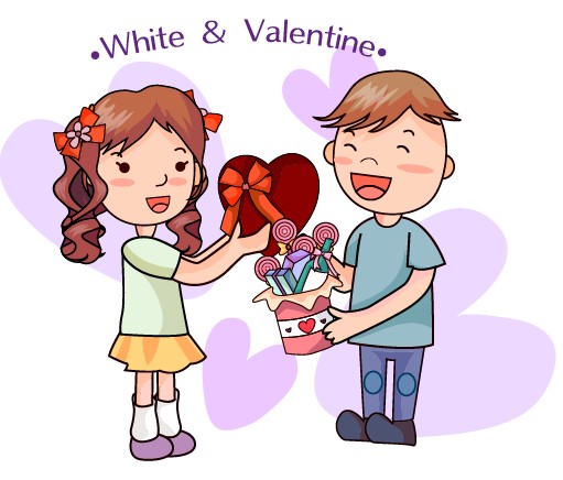 Elements of Romantic cartoon Lovers vector set 05