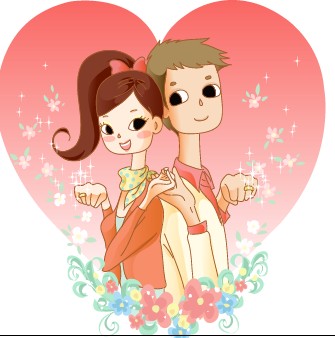 Elements of Romantic cartoon Lovers vector set 08