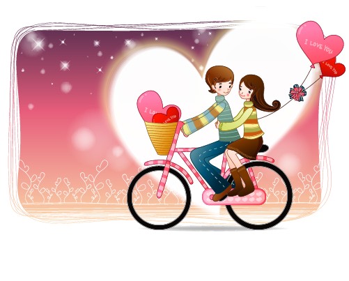 Elements of Romantic cartoon Lovers vector set 09