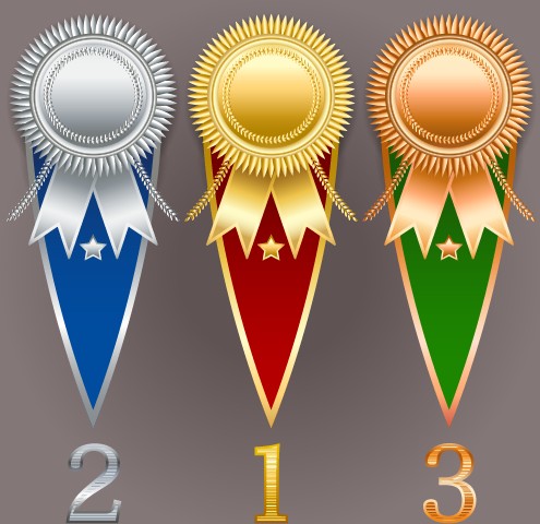 Creative colored award badges vector 05
