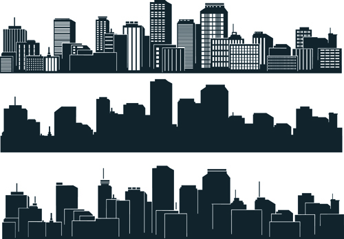 white city building design vector 03 Black with white city building design vector 03