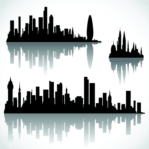 white city building design vector 04 Black with white city building design vector 04