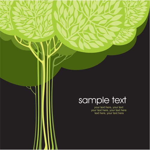 Set of Card with trees background vector 05