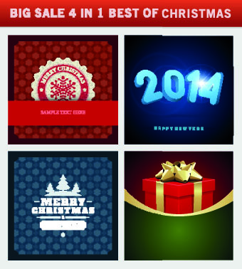 Christmas background 4 in 1 vector set 04