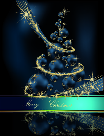 2014 Sparkling Christmas tree backgrounds vector 04