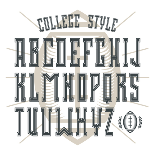 style material Collece alphabets 