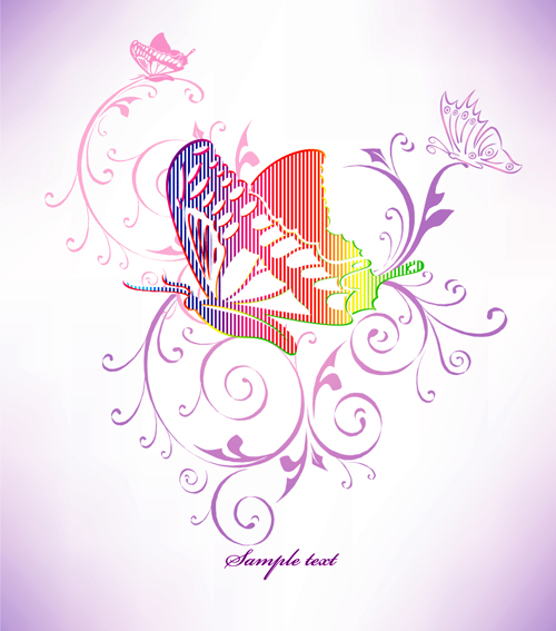 Colors floral Object vector backgrounds 04