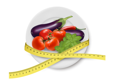 Eggplant and chili with tomato vector graphics