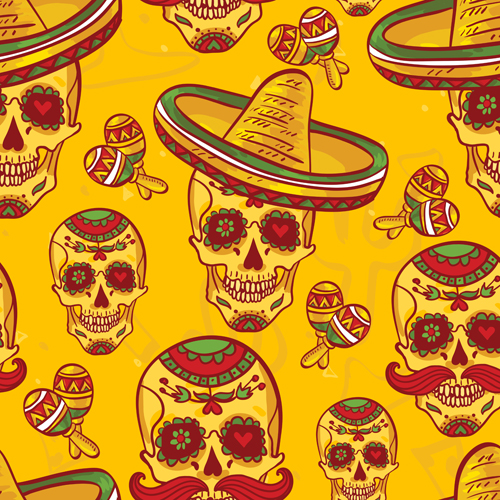 kulls seamless pattern vector set 03 Floral skulls seamless pattern vector set 03