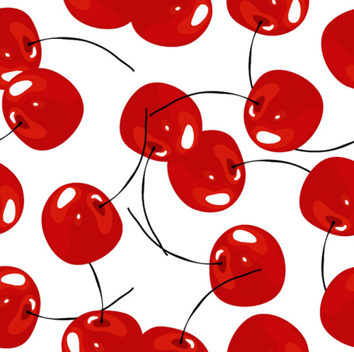 seamless red pattern fresh cherries 