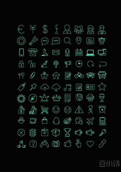 Green line life icons material