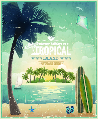Happy summer design elements vector 03