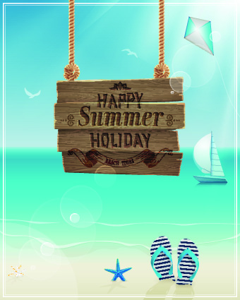 Happy summer design elements vector 04