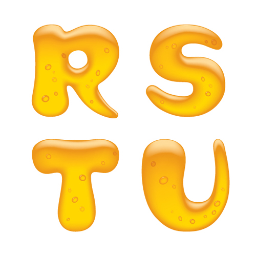 Cute golden alphabet elements vector 01