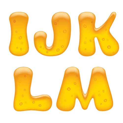 Cute golden alphabet elements vector 04