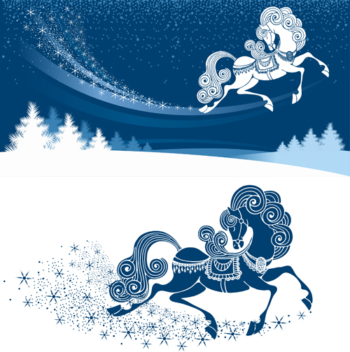 Horse year creative design elements vector 02