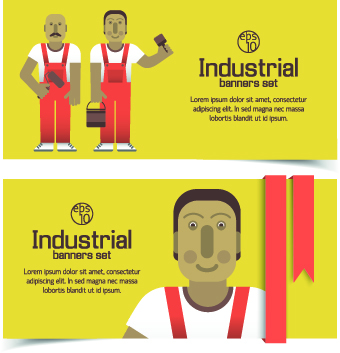 Funny Industrial banner vector set 01