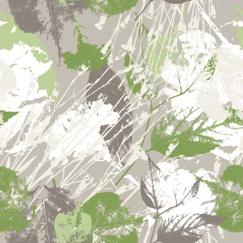 Leaves grunge pattern seamless vectors 04