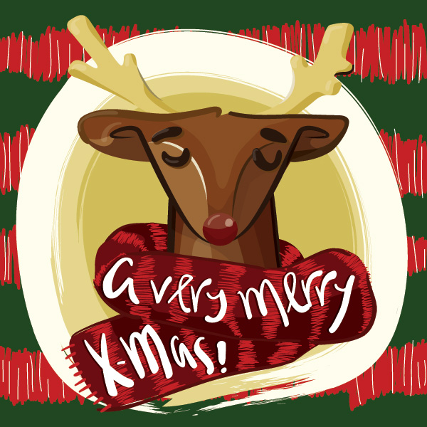 Merry christmas reindeer vector material