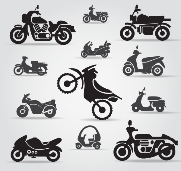 Motorcycle silhouette design vector set Motorcycle silhouette design vector set