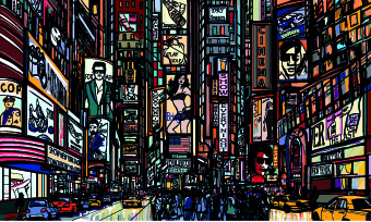 Draw Nightlife city design vector 03