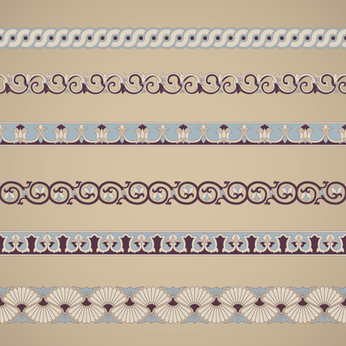 Ornaments tiling borders seamless vectors 01