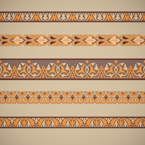 Ornaments tiling borders seamless vectors 03
