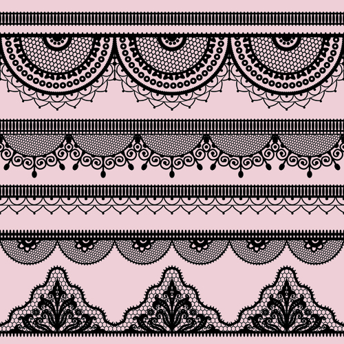 Ornate lace border design vector set 01