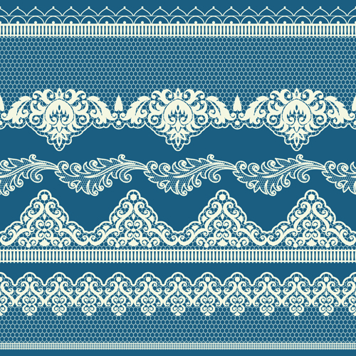 Ornate lace border design vector set 02