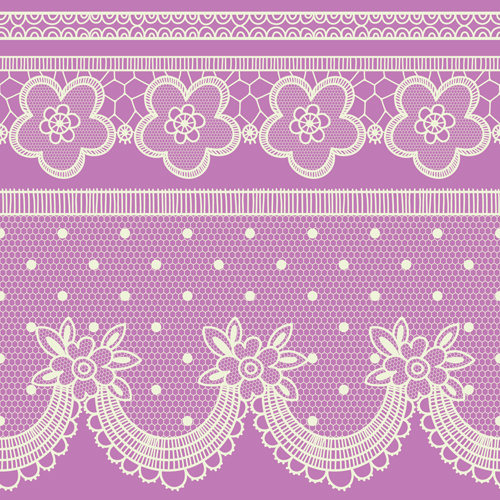 Ornate lace border design vector set 04