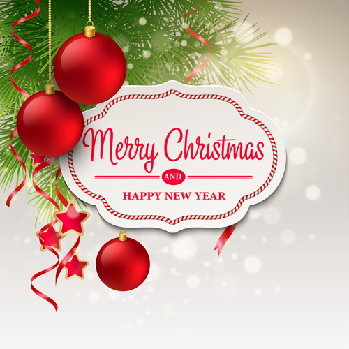 Paper christmas labels with new year background vector 03