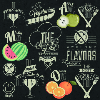 Pizza labels vector set 01