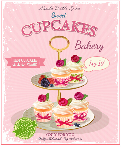 Retro font cupcake advertising 