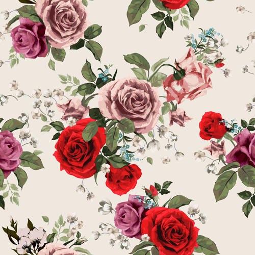 iful roses vector seamless pattern 02 Retro beautiful roses vector seamless pattern 02