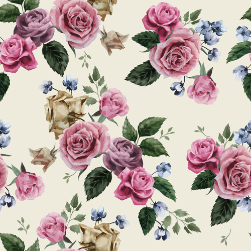 iful roses vector seamless pattern 03 Retro beautiful roses vector seamless pattern 03