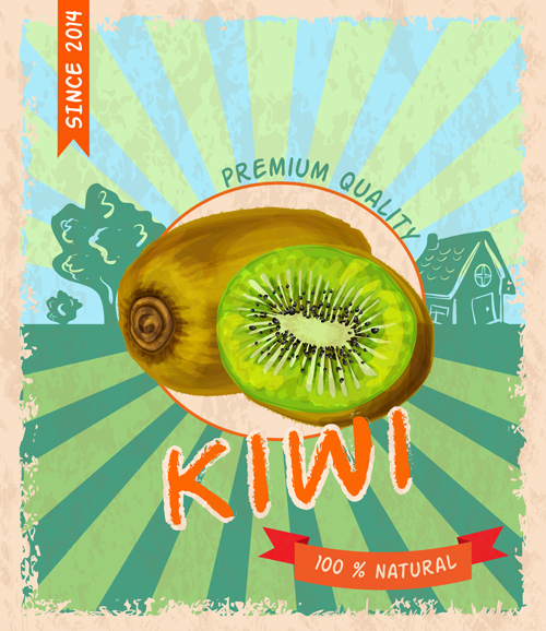 o fruit poster grunge style vector 06 Retro fruit poster grunge style vector 06