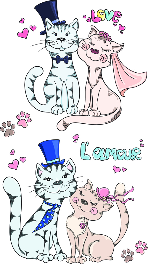 Romantic cat creative vector