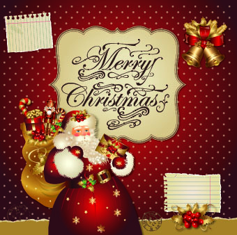 Santa golden glow christmas cards vector 01