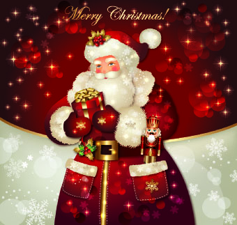 Santa golden glow christmas cards vector 04