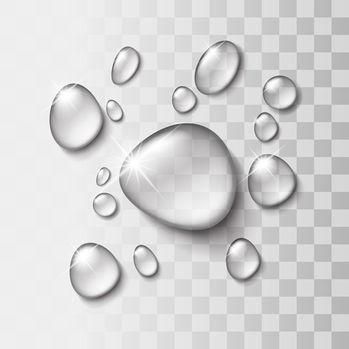 Shiny water drops vector illustration set 01