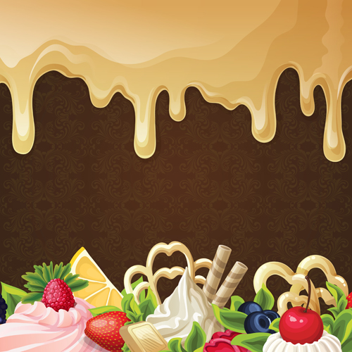 op chocolate background set vector 01 Sweet with drop chocolate background set vector 01
