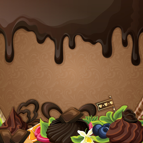 op chocolate background set vector 02 Sweet with drop chocolate background set vector 02
